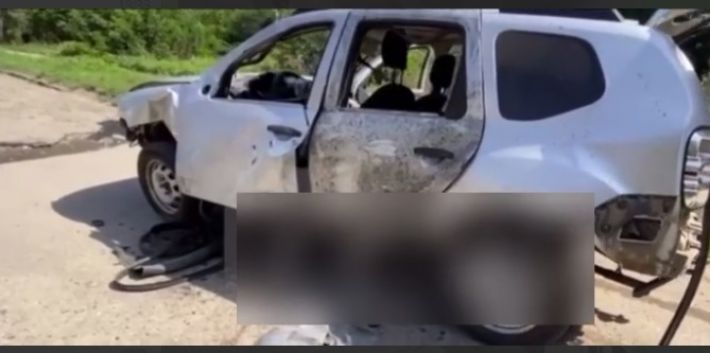 Момент подрыва авто предателя под Мелитополем попал на камеру наблюдения (видео)