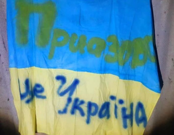 В Мелитопольском районе на улице вывесили украинский флаг (фото)