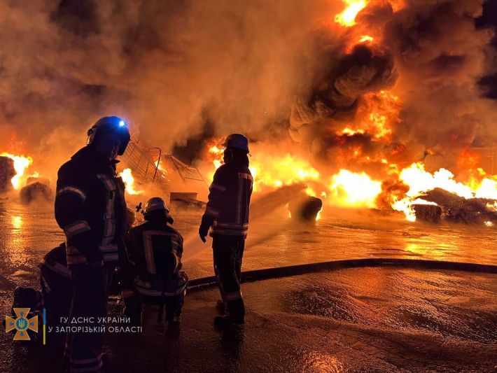 В Запорожье 55 спасателей тушили масштабный пожар (фото)