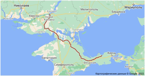 Маршрут Северо-Крымского канала на карте