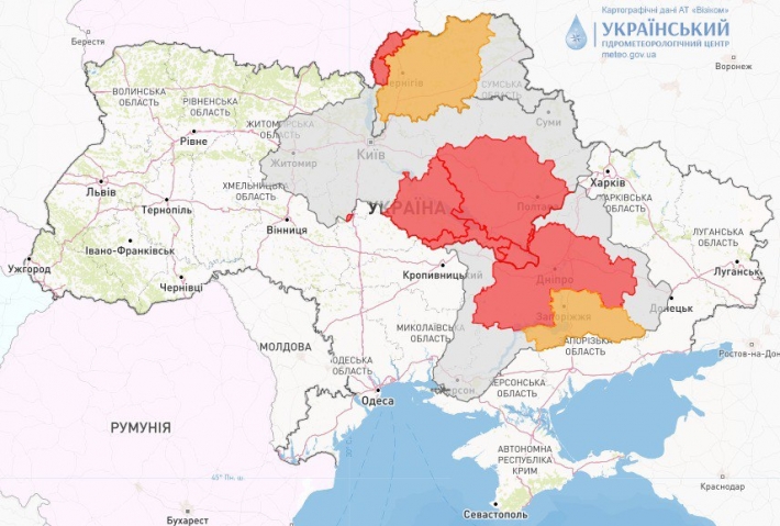 У Запорізькій області зберігається«помаранчевий рівень» небезпеки