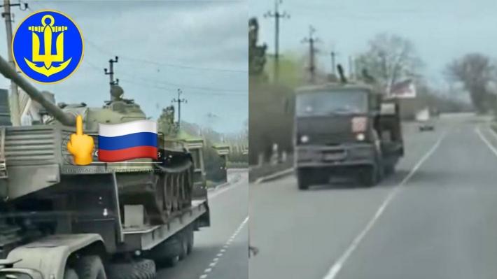 Біля Бердянська зафіксовано російську колону танків «хрущовських» часів