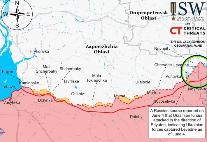 ВСУ продвинулись на Запорожском направлении и, вероятно, в некоторых местах прорвали первую линию обороны россиян, - ISW