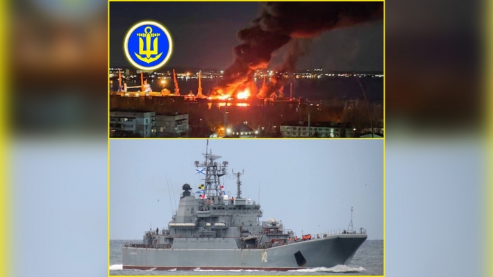 В Феодосии ВСУ уничтожили корабль, который не добили в Бердянске в марте 2022 года