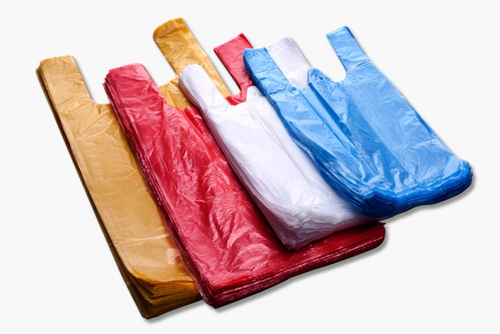 Разноцветные пакеты из полиэтилена