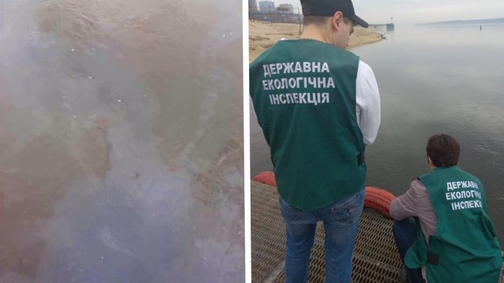 В Запорожье на поверхности Днепра обнаружили пятна нефти (фото)