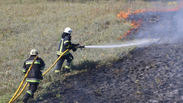 В Запорожье спасатели ликвидировали масштабный пожар на открытой территории (фото)