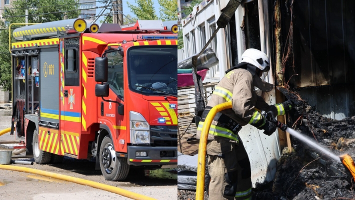В Запоріжжі рятувальники ліквідували пожежу у модульному містечку (фото)