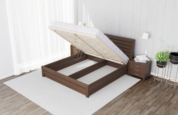 Дерев'яне ліжко Іната від Мюнгер з місцем для зберігання, колір горіх